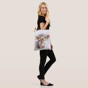 Tote Bag Vache Aux Fleurs