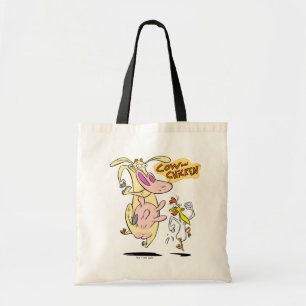 Tote Bag Vache et poulet à courir graphique