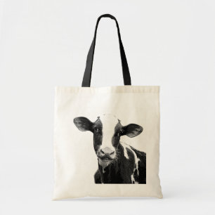 Tote Bag Vache laitière - veau noir et blanc de laiterie