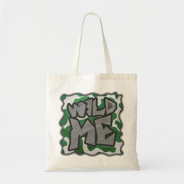 Tote Bag Vache sauvage verte et blanche à motifs (Devant)