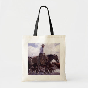 Tote Bag Vacher d'antan avec son troupeau de bovins par Koe