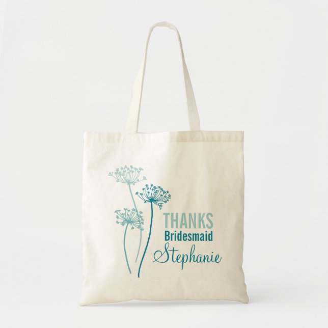 Tote Bag Vaches de fleurs modernes persil turquoise briquet (Devant)