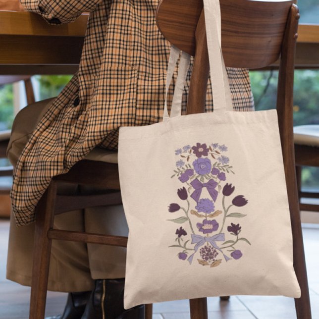 Tote Bag Vaches et fleurs pourpres Floral (Créateur téléchargé)