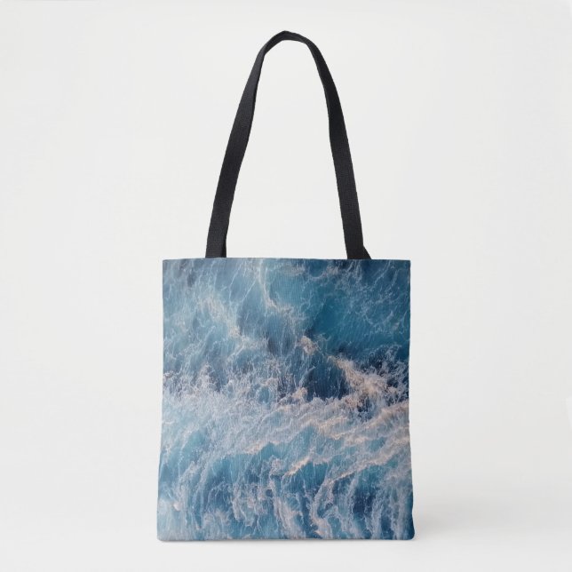 Tote Bag Vagues bleu océan (Devant)