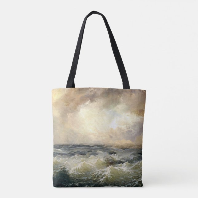 Tote Bag Vagues de tempête océanique (Dos)