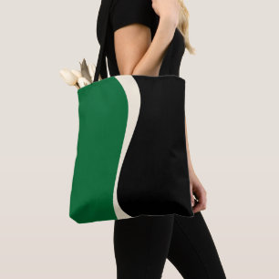 Tote Bag Vagues simples 2 en vert, crème et noir