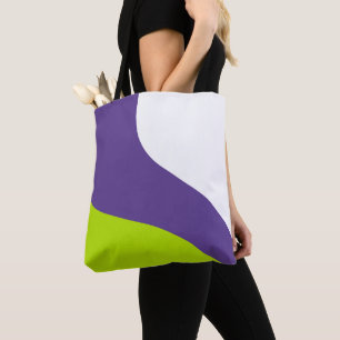 Tote Bag Vagues simples en vert lime et violet
