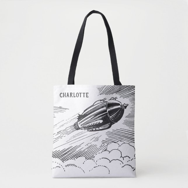 Tote Bag Vaisseau spatial de science-fiction vintage dans l (Devant)