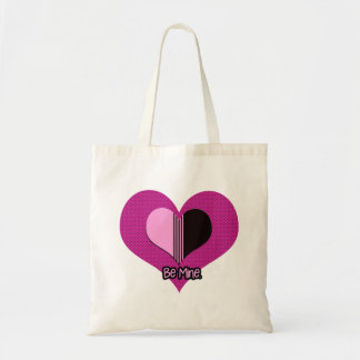 Tote Bag Valentine Heart Pink and Black Be Mine