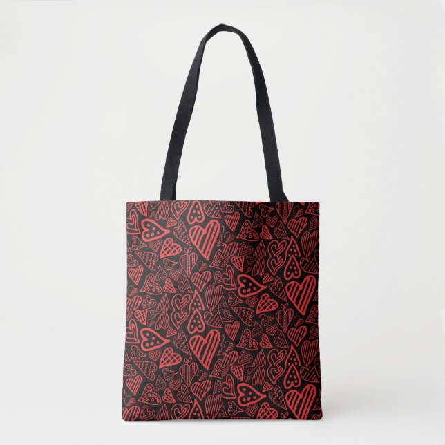 Tote Bag Valentine_hearts fourre-tout noir (Devant)