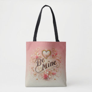 Tote Bag Valentine's Day Be Mine Design with Heart, Citatio