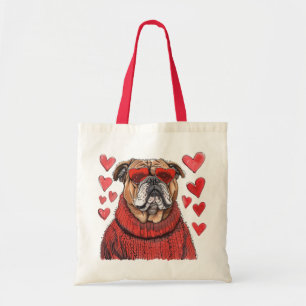 Tote Bag Valentines Day English Bulldog