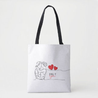 Tote Bag Valentinstag - Lineare Kunst Tasche