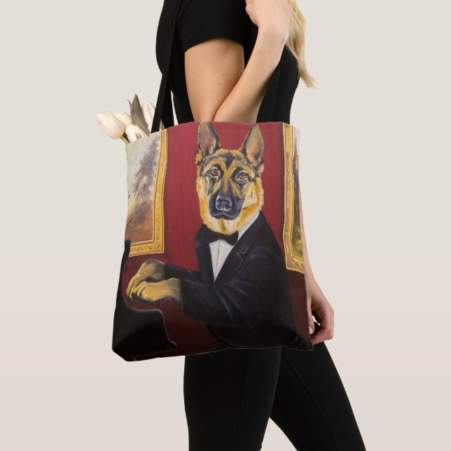 Tote Bag Valse de piano du berger allemand | (De près)