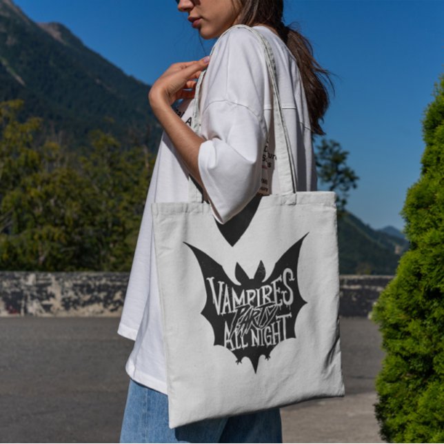 Tote Bag Vampires Party toute la nuit Halloween (Créateur téléchargé)