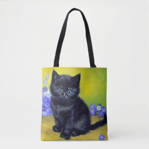 Tote Bag Van Gogh Chat noir Fleurs violettes