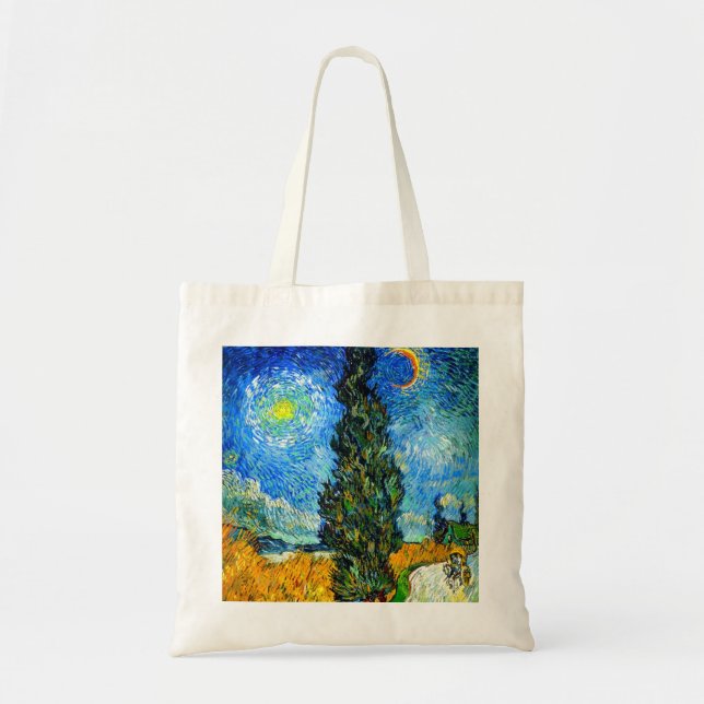 Tote Bag Van Gogh Road avec Cypress et Star (Devant)