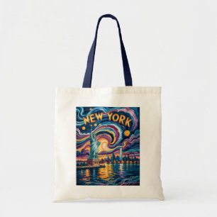 Tote Bag Van Gogh Starry Nuit New York Liberty Skyline Art