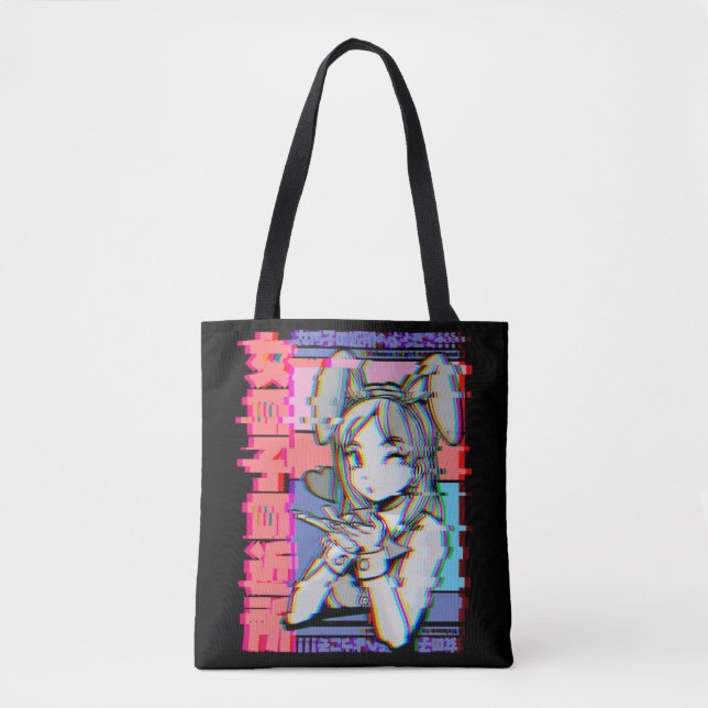 Tote Bag Vaporwave esthétique japonaise Retro Anime Girl (Devant)