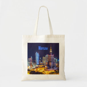 Tote Bag Varsovie Pologne Nuit Skyline Varsovie Spire