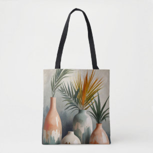 Tote Bag Vases tropicales dans les teintes aquarelles