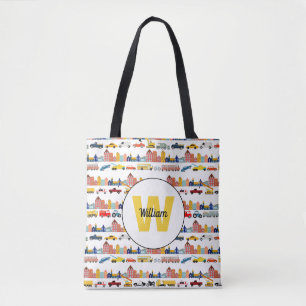 Tote Bag Véhicules de transport urbain camions voitures enf