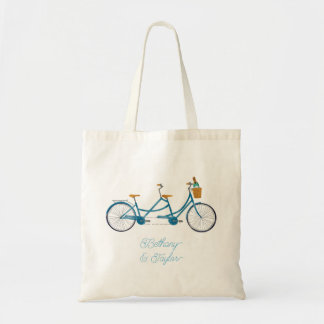 Tote Bag Vélo pour deux aquarelles Vélo et Noms