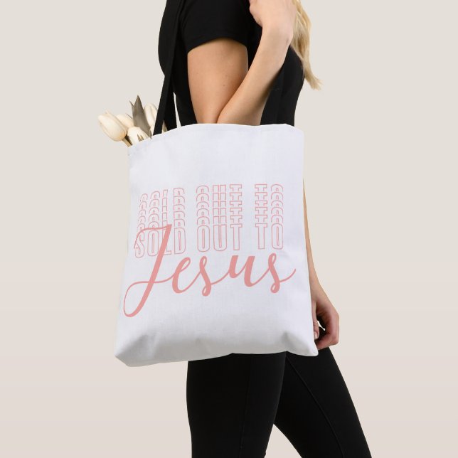 Tote Bag Vendu À Jésus Fondé Sur La Foi Blanc Religieux (De près)