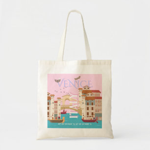 Tote Bag Venice Travel Art, Italie, Retro Travel Art