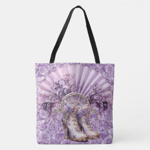 Tote Bag Ventilateur Lilac Steampunk et bottes grand Fourre