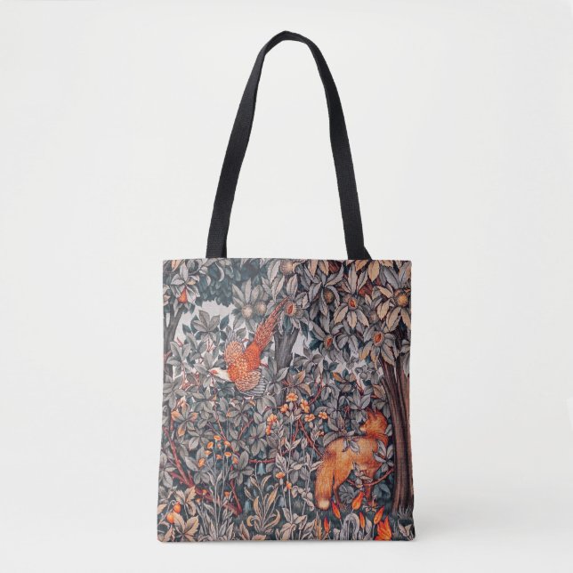 Tote Bag VERDURE, ANIMAUX FORESTIERS Pheasant, Fox Floral (Devant)