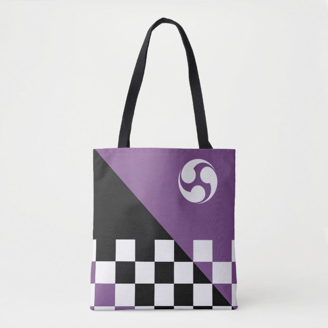 Tote Bag Vérificateur japonais moderne et Motif Mitsudomoe (Devant)