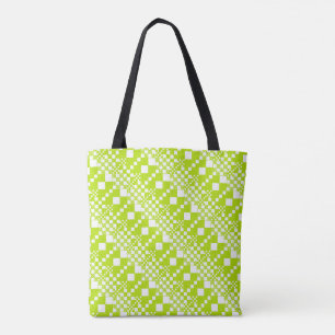 Tote Bag Vérifié, Chèques - Vert et blanc de chaux