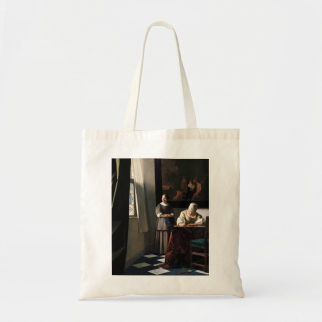Tote Bag Vermeer - Lady Écrire une lettre avec sa bonne (Devant)