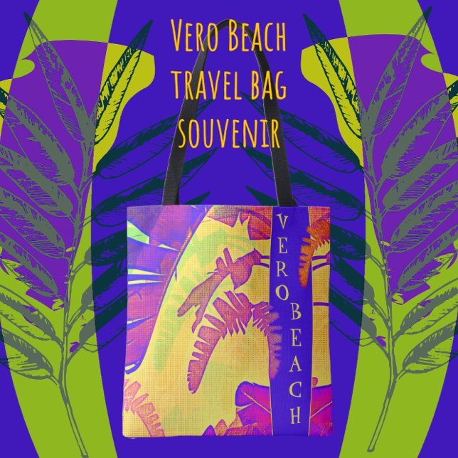 Tote Bag Vero Beach Floride Bright Tropical Palm Fronds (Créateur téléchargé)