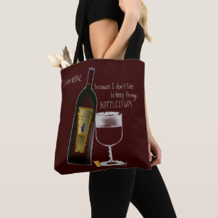 Tote Bag Verre bouteille Rouge Vin Graphique Humour