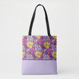 Tote Bag Verre Cathédrale Abstrait Violet Jaune Rose