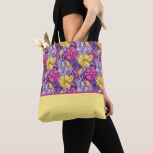 Tote Bag Verre Cathédrale Abstrait Violet Jaune Rose