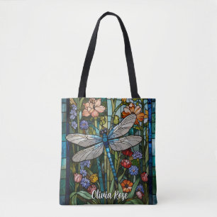 Tote Bag Verre en tache Dragonfly art peinture botanique bo