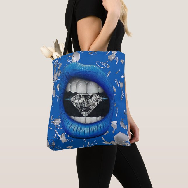 Tote Bag Verre et diamants brisés bleus (De près)