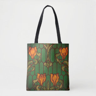 Tote Bag Verre tendu look floral Art nouveau fleurs