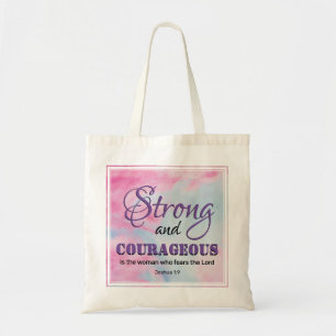 Tote Bag Verset biblique chrétien FORT ET COURAGEUX
