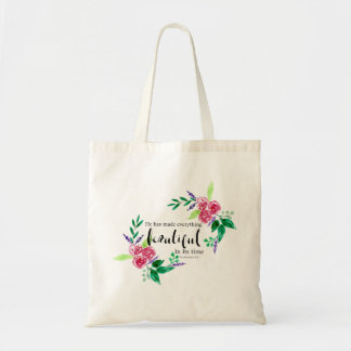 Tote Bag verset biblique fleurs d'aquarelle chrétienne bell