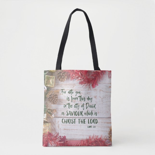 Tote Bag Verset de la Bible de Noël du KJV (Devant)