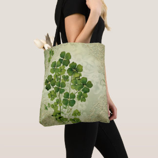 TOTE BAG VERT CLAIR AVEC TRÈFLES CELTIQUES IRLANDAIS DE STY