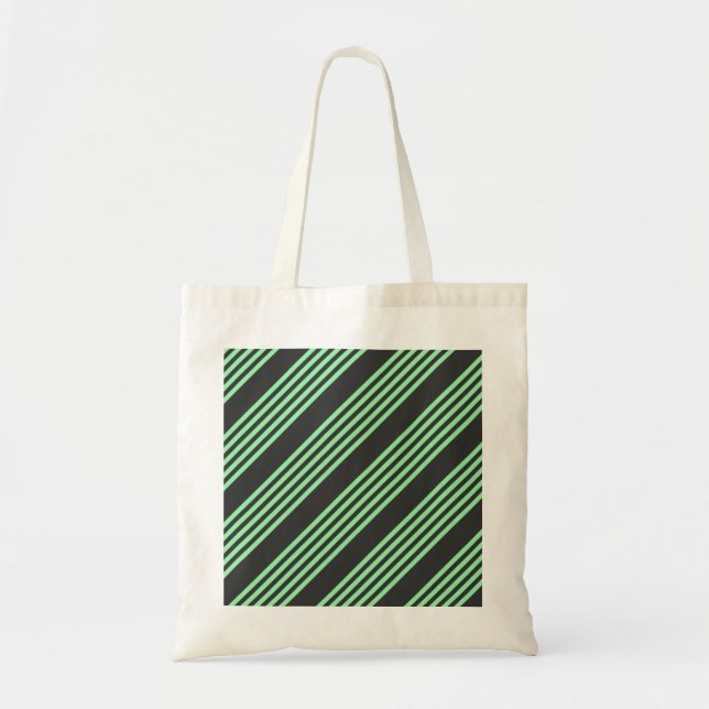 Tote Bag Vert et charbon de bois cinq bandes motif (Devant)