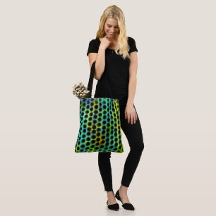 Tote Bag Vert, noir pois générant des formes, ombre