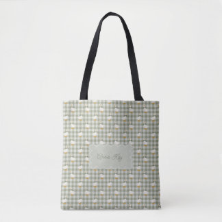 Tote Bag Vert Sauge Gingham Oie Vérification Buffalo Nom Pe
