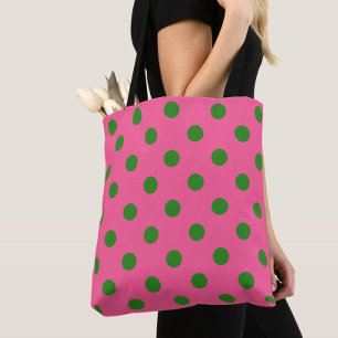 Tote Bag Vert sur rose Pois Design Motif