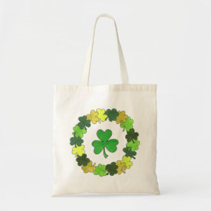 Tote Bag Verte Irlandais Shamrock Wreath Lucky Clover